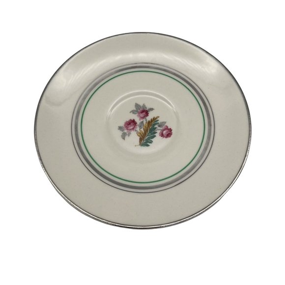 4 Pope Gosser Saucers 6" Pattern 1219 Floral Design Vintage - Picture 7 of 8